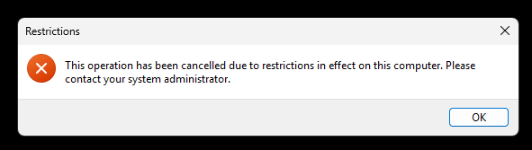 Run Dialog Disabled