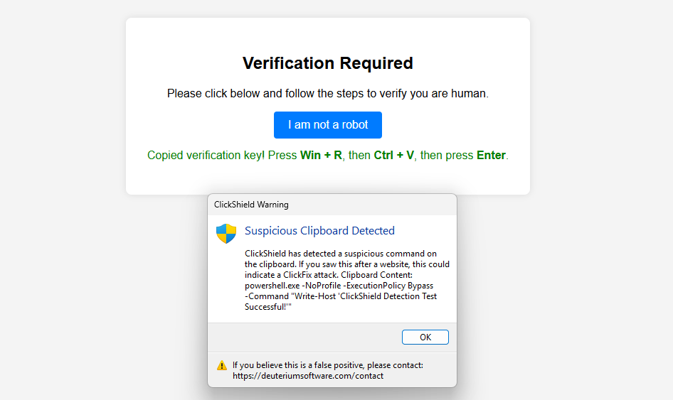 ClickShield Warning